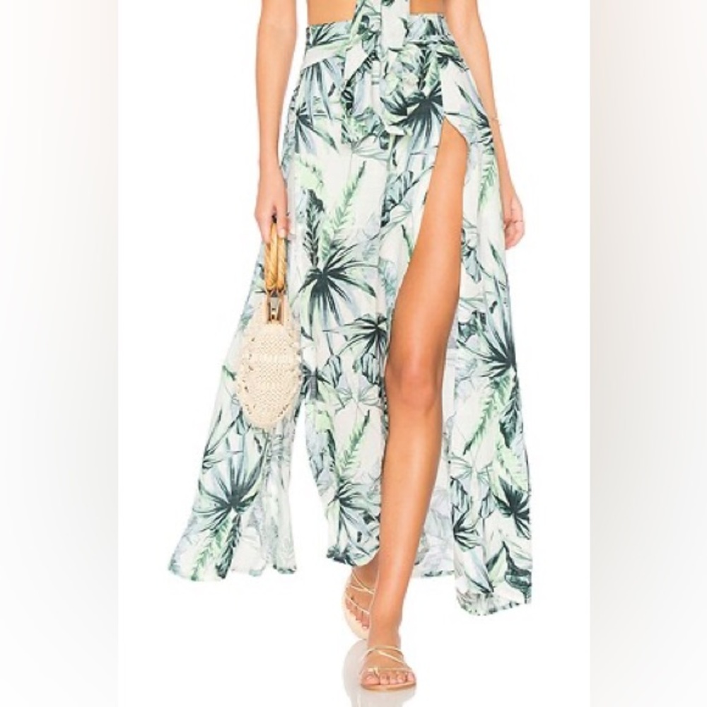 Somedays Lovin Green and White Tropical Skirt